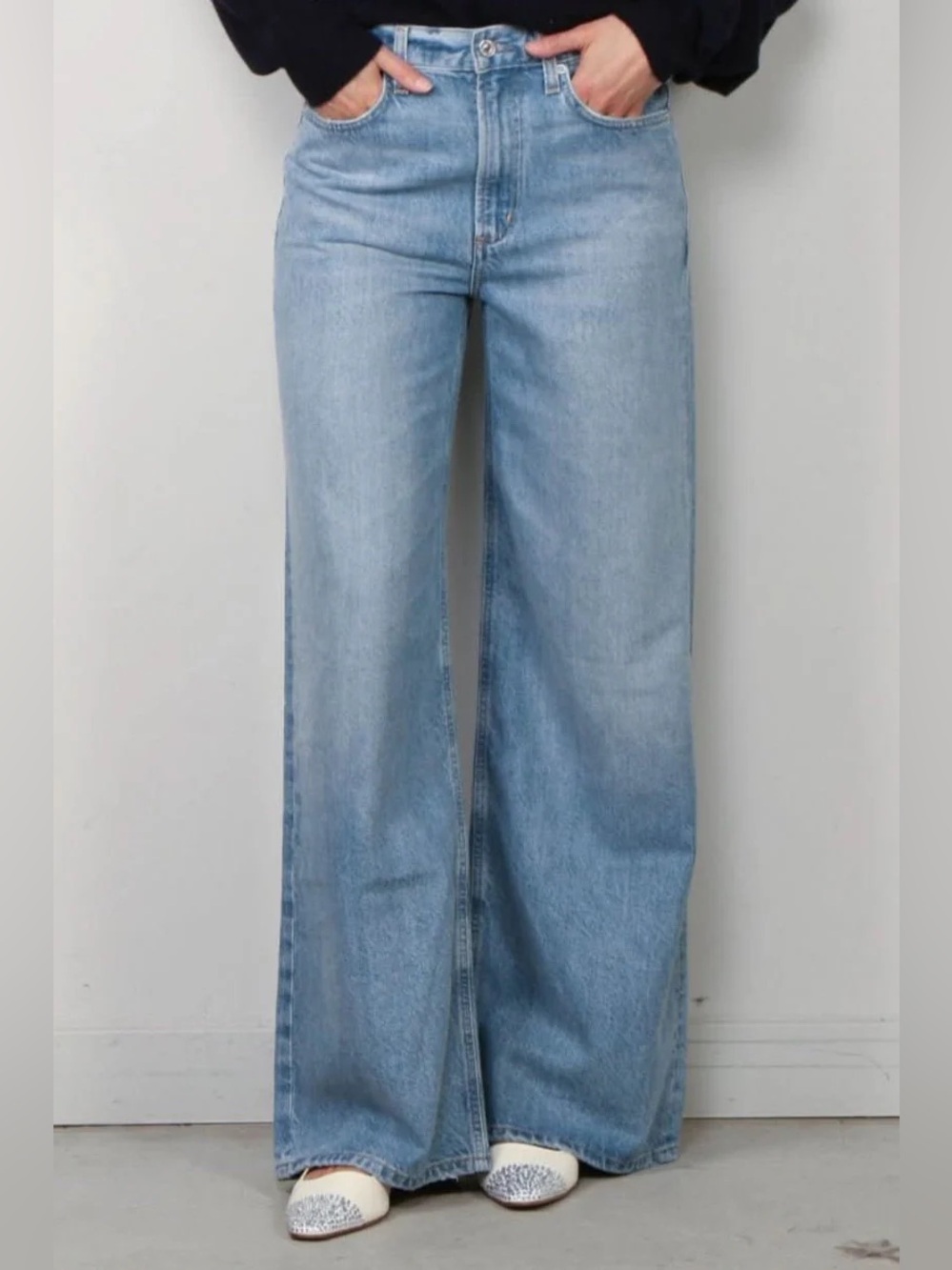 Citizens of Humanity Paloma Baggy Wide leg Jeans In Chalice size 24 high waisted